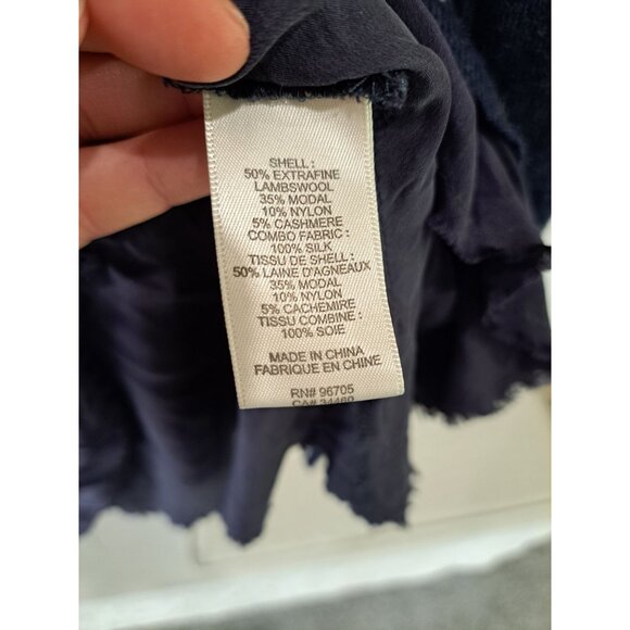 Rebecca Taylor Navy Wool-Blend Sweater Cashmere Silk Lambswool Zipper Women’s S - Picture 6 of 6